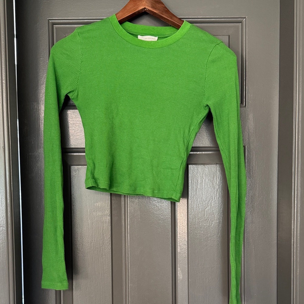 Azure Skies Green ribbed long sleeve shirt